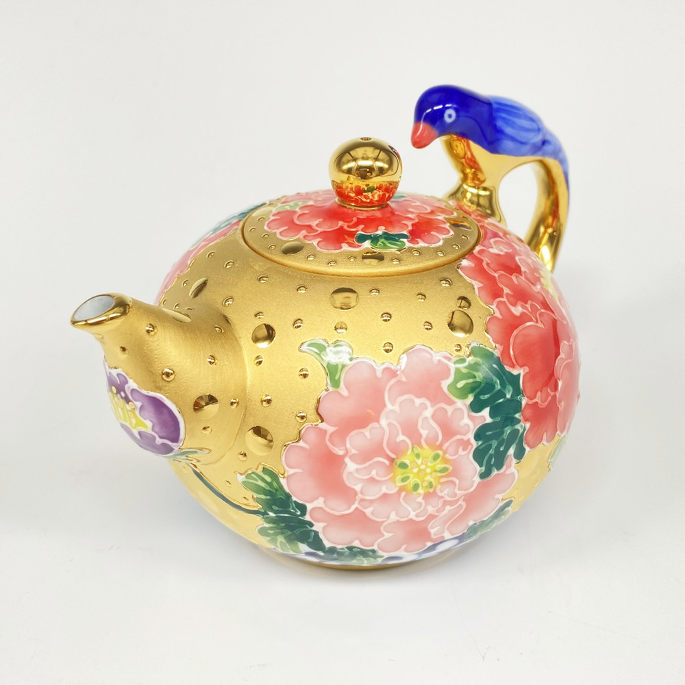 牡丹藍鵲鎏金茶壺- 商品目錄| MOORE ART 摩爾藝術空間